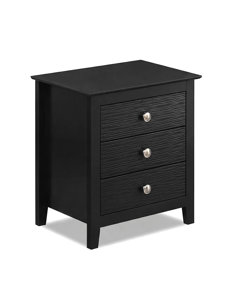 Slickblue 3 Drawer Farmhouse Nightstand with Wood Grain Finish and Storage Drawers