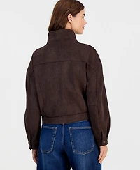 And Now This Women's Faux Suede Stand-Collar Bomber Jacket, Macy's Exclusive
