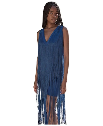 Karen Millen Women's Fringe Bandage V-Neck Midi Dress