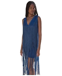Karen Millen Women's Fringe Bandage V-Neck Midi Dress