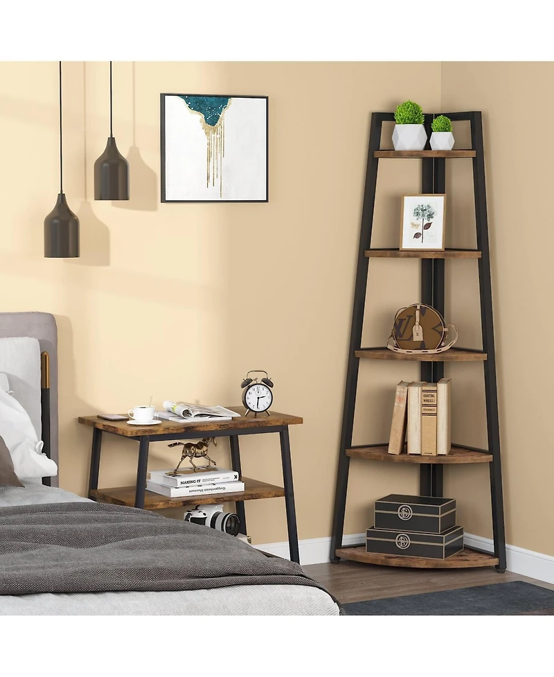Slickblue 70" Corner Shelf, 5 Tier Corner Storage Rack Ladder Bookcase