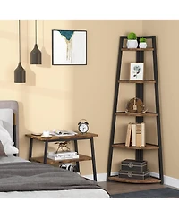Slickblue 70" Corner Shelf, 5 Tier Corner Storage Rack Ladder Bookcase