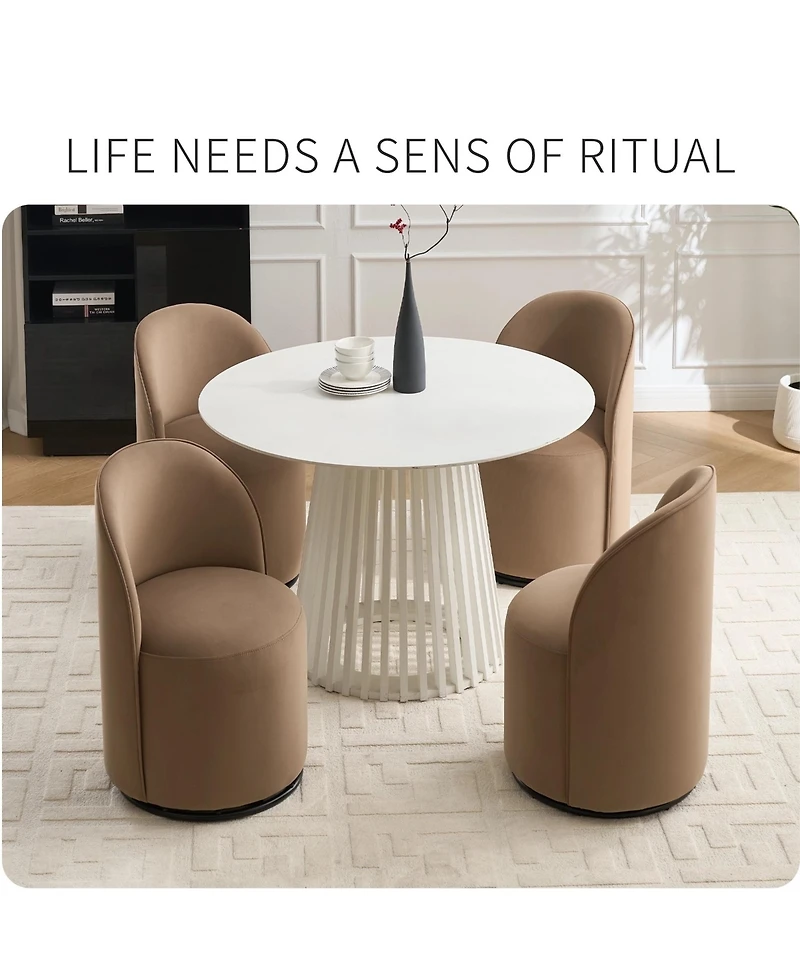 Boyel Living Swivel Barrel Chair Velvet Dining 360 Degree Round Armless Accent for Bedroom Room