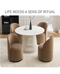 Boyel Living Swivel Barrel Chair Velvet Dining 360 Degree Round Armless Accent for Bedroom Room