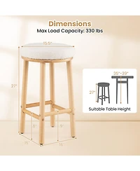 Slickblue Set of 2 Upholstered Bar Stools 27 Inch with Boucle Fabric Seating