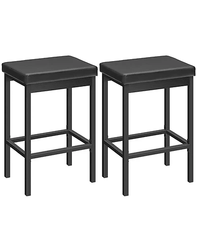 Slickblue Counter Height Bar Stools 2 Piece with Thick Padded Seat and Metal Base