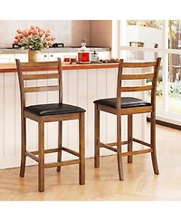 Slickblue Set of 2 Ladder Back Bar Stools for Kitchen Island Counter Seating