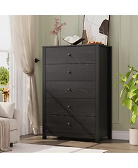 homfan Tall 5 Drawer Dresser with Deep Drawers and Metal Knobs for Bedroom, Entryway, Hallway