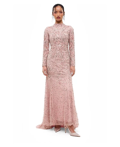 Maryisa Women's Modest Embellished Sequins Trail Gown