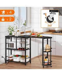Slickblue 3 Tier L-Shaped Bar Table with Power Outlet Charging Station for Corner Use