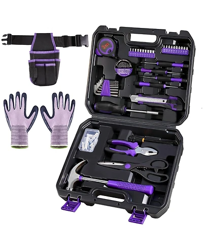 Xdovet Household Tool Set Hand Kit Waist Pouch Gloves Home Repairs Diy Crafts