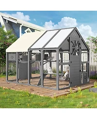 Streamdale Furniture Extra Large Walk-in Outdoor Catio with 7 Platforms and Weatherproof Roof