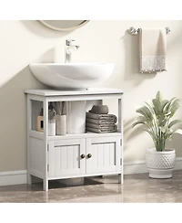 Midola Pedestal Sink Storage Cabinet, Bathroom Under Sink Cabinet with 2 Doors and Open Shelf, Bathroom Vanity