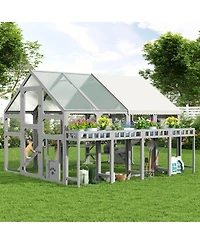 Streamdale Furniture Large Wooden Outdoor Catio with Planter Resting Boxes and Waterproof Cover