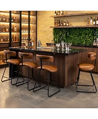 Gymax Set of 4 Modern Counter Height Stools with Curved Padded Back and Seat Metal Legs