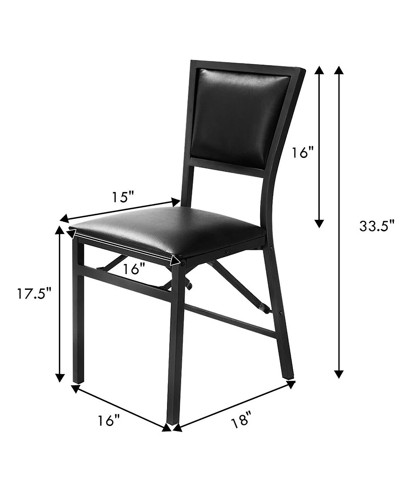 Gymax Set of 4 Steel Folding Chair Pu Upholstered Counter Height Side Chairs with High Backrest