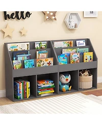Gymax Kids Wooden Bookshelf Bookcase Children Toy Storage Cabinet Organizer