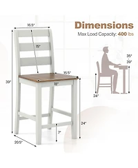 Gymax Set of Counter Height Chairs with Inclined Backrest Rubber Wood Crossbars