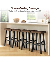 Gymax 29 Inch Set of 4 Bar Stools Bar Height Barstools with Saddle Seat