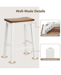 Gymax 24.5 Inch Set of Saddle Stools Industrial Counter Height Stools with Footrests