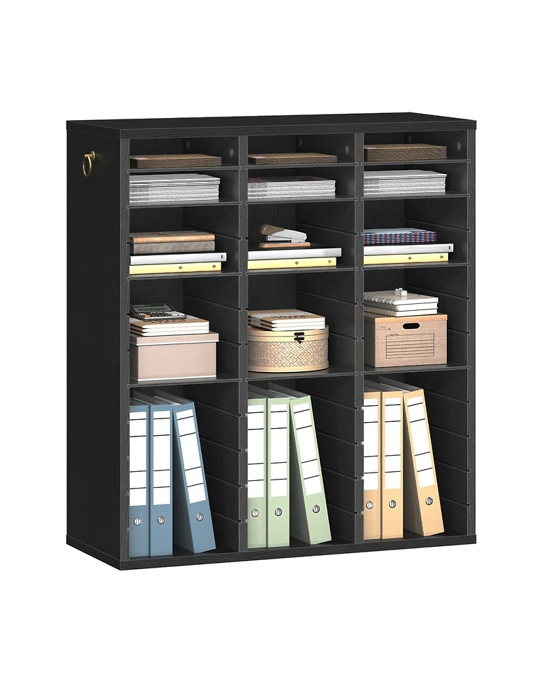 Slickblue Wooden Literature Organizer with 36 Compartments for Files and Documents