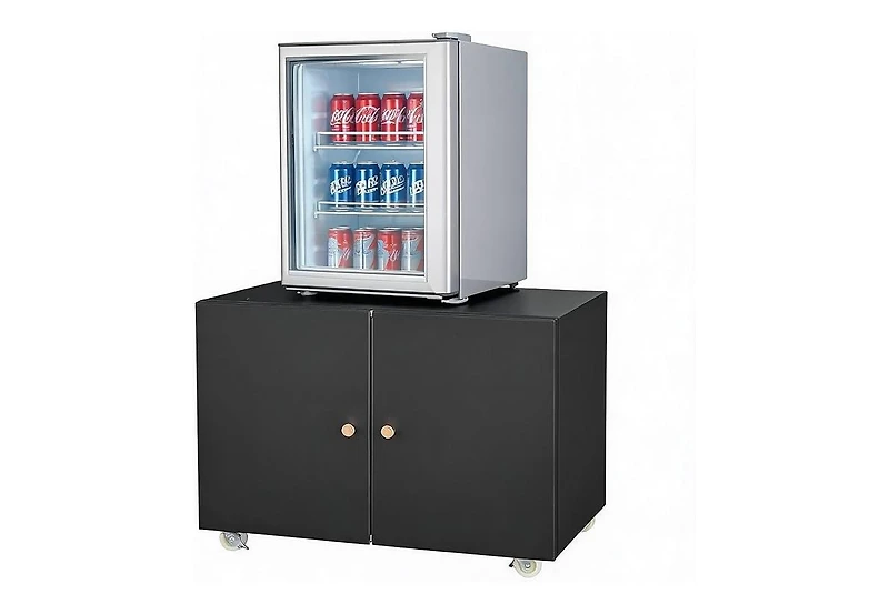 homfan Mobile Metal File Cabinet and Mini Fridge Stand Rolling Under Desk Printer with Adjustable Shelf Doors