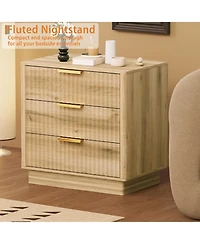 homfan 3 Drawer Dresser, 23 Inch Wood Chest of Drawers with Metal Handles for Bedroom or Living Room, Spacious Bedside Table and End Table