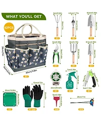 Xdovet Garden Tool Set Stainless Steel Shovel Pruning Shear Repotting Mat Bag