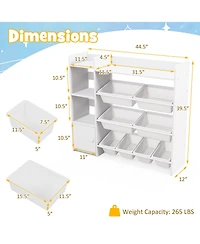 Gymax 4-Tier Kids Toy Storage Organizer Bookshelf with 8 Toy Organizer Bins Door