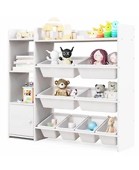 Gymax 4-Tier Kids Toy Storage Organizer Bookshelf with 8 Toy Organizer Bins Door