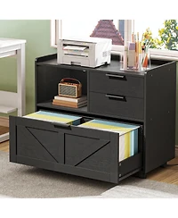 Slickblue Lateral File Cabinet with Power Charging Station, Letter and A4 Storage