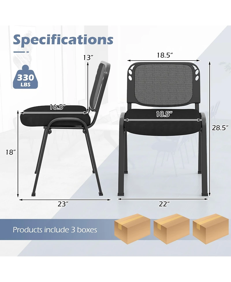 Gymax Set of 15 Mesh Conference Room Chairs with Upholstered Fabric Seat for Home Office