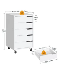 Slickblue 5-Drawer Rolling File Cabinet for Office Documents and Storage