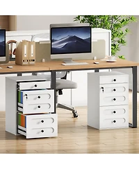 Slickblue Rolling File Cabinet with 3 Drawers and Lock for Letter Size Files