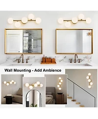Midola 5-Light Bathroom Light Fixtures, Mid Century Modern Bathroom Light Ceiling Light, 3CCT Dimmable Led Wall Sconces Semi-Flush Mount Light Fixture