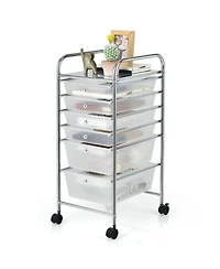 Gouun 6-Drawer Rolling Storage Cart Organizer Clear Drawers Casters
