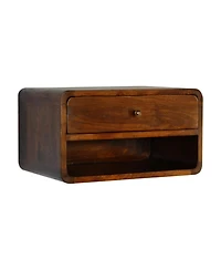 HomeRoots 18" Chestnut Solid Wood One Drawer Floating Nightstand