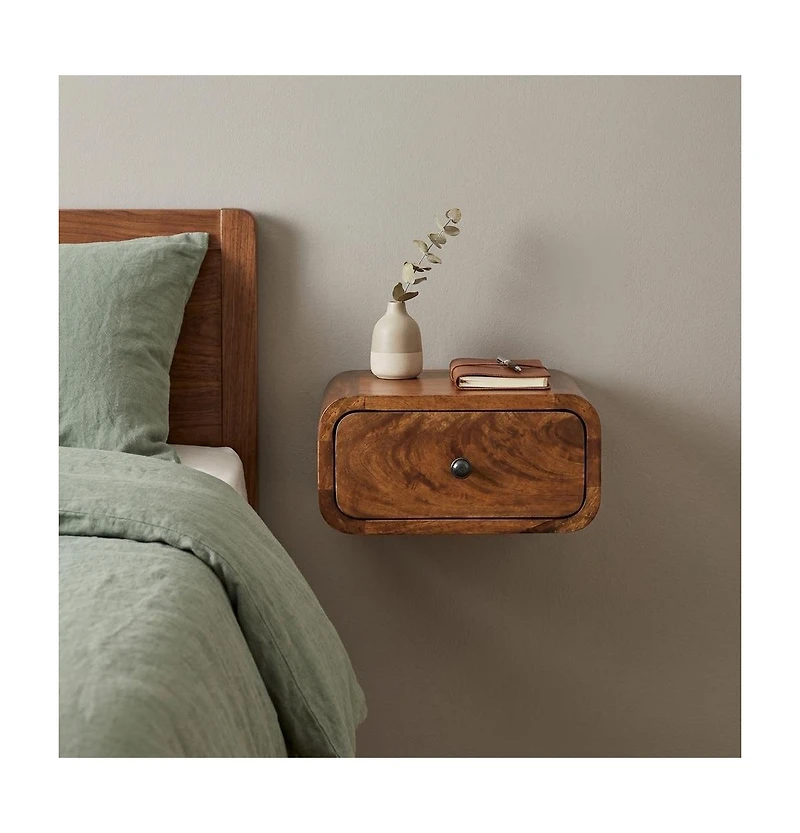 HomeRoots 12" Chestnut Solid Wood One Drawer Floating Nightstand