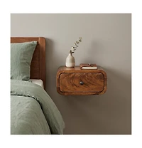 HomeRoots 12" Chestnut Solid Wood One Drawer Floating Nightstand
