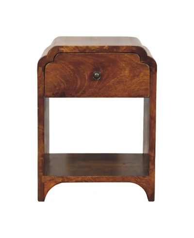 HomeRoots 16" Chestnut Solid Wood One Drawer Scallop Edge Nightstand