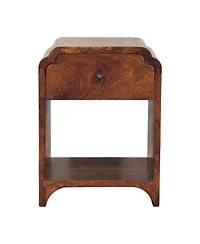 HomeRoots 16" Chestnut Solid Wood One Drawer Scallop Edge Nightstand