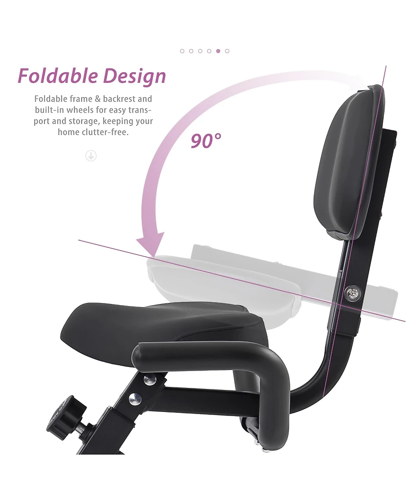 Zeny Folding Exercise Bike, Fitness Upright and Recumbent X-Bike with 16-Level Adjustable Resistance, Arm Bands Backrest