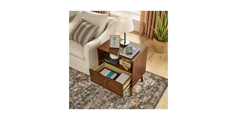 Lucky One Mid Century Nightstand with Charging Station