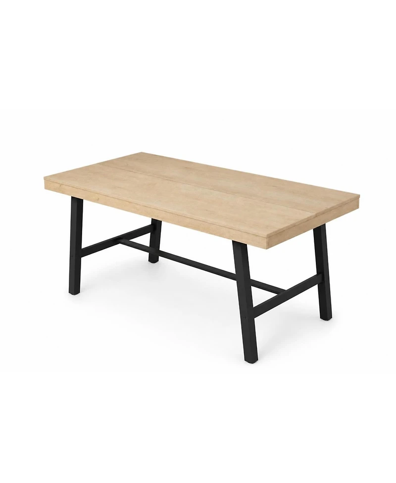 homfan 55 Inch Wood Color Industrial Dining Table Rectangular Heavy Duty Kitchen Table with Metal Legs for 2 to 4, Small Space