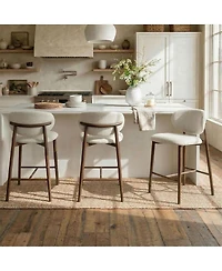 Maison Boucle 25.5" Seat Height Set of 3 Modern Counter Stools, Metal Legs