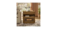 Lucky One Mid Century 2-Drawers Nightstand with Charging Station