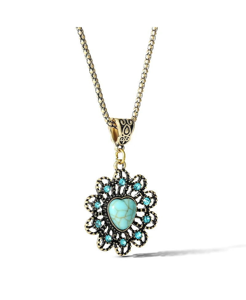 Jessica Simpson Women's Turquoise Stone Ornate Necklace