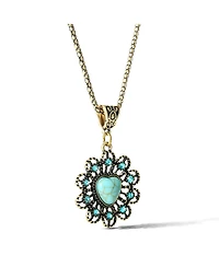 Jessica Simpson Women's Turquoise Stone Ornate Necklace