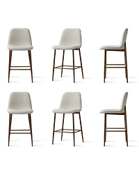 Maison Boucle Set of 6 Counter Height Stools with Back Seat, Metal Legs