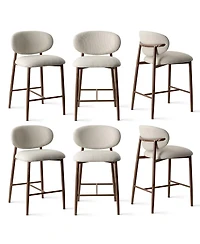 Maison Boucle Set of 6 25.5" Counter Height Stools with Back for Kitchen Island